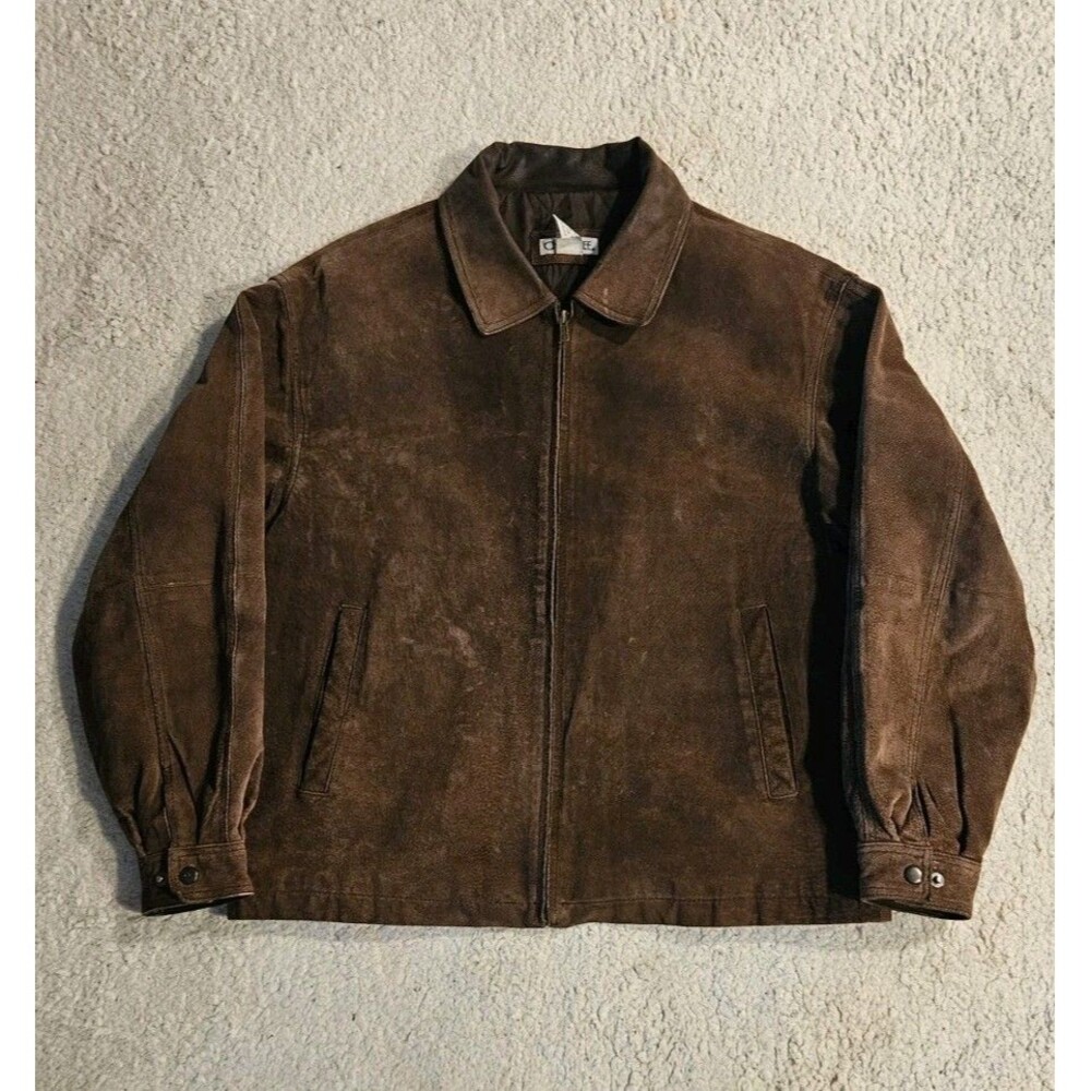 Vintage 90s Cherokee Mens M Brown Suede Genuine Leather Jacket Full Zip Bomber